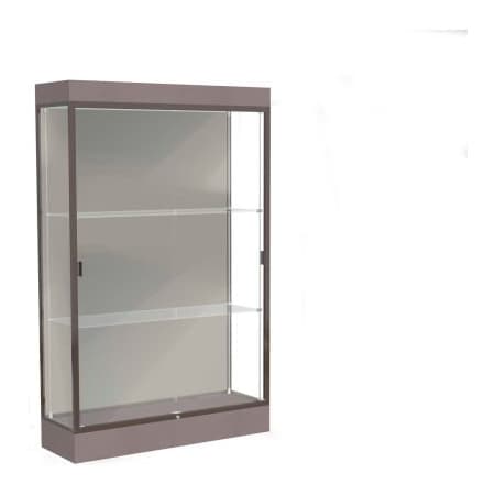 Waddell Display Case Of Ghent Edge Lighted Floor Case, Harbor Back, Dark Bronze Frame, 6" Morro Zephyr Base, 48"W x 76"H x 20"D 92LFHB-BZ-MZ